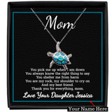 Personalized Opal Turtle Sterling Silver Necklace For Mom From Daughter