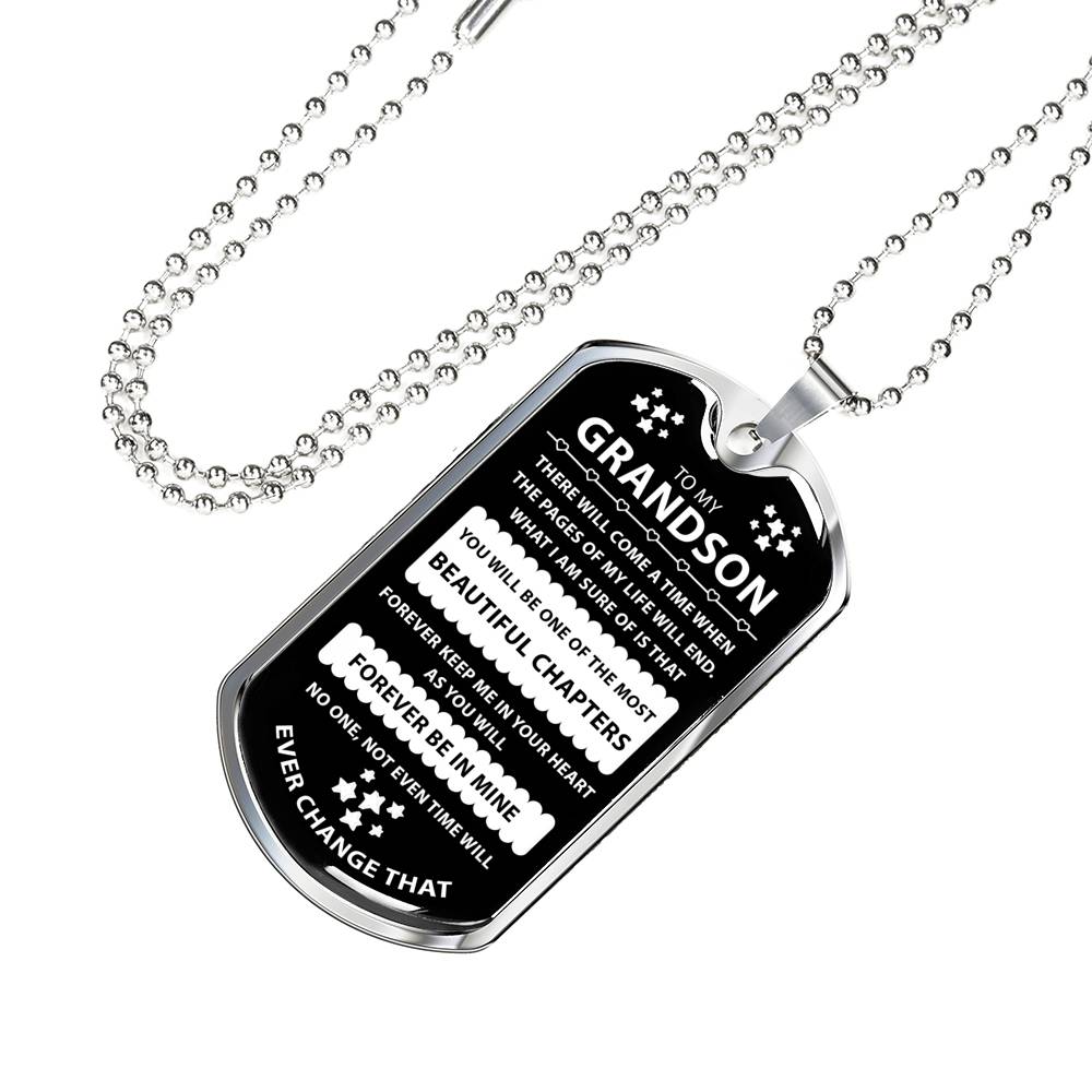 To My Grandson Gift From Grandparent - Inspirational Dog Tag Necklace