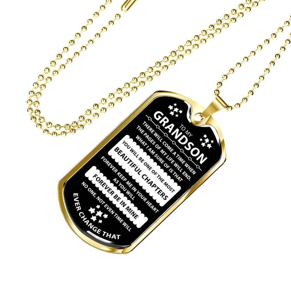 To My Grandson Gift From Grandparent - Inspirational Dog Tag Necklace