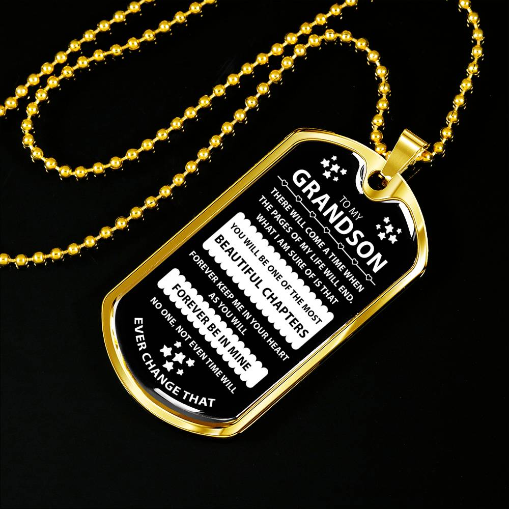 To My Grandson Gift From Grandparent - Inspirational Dog Tag Necklace