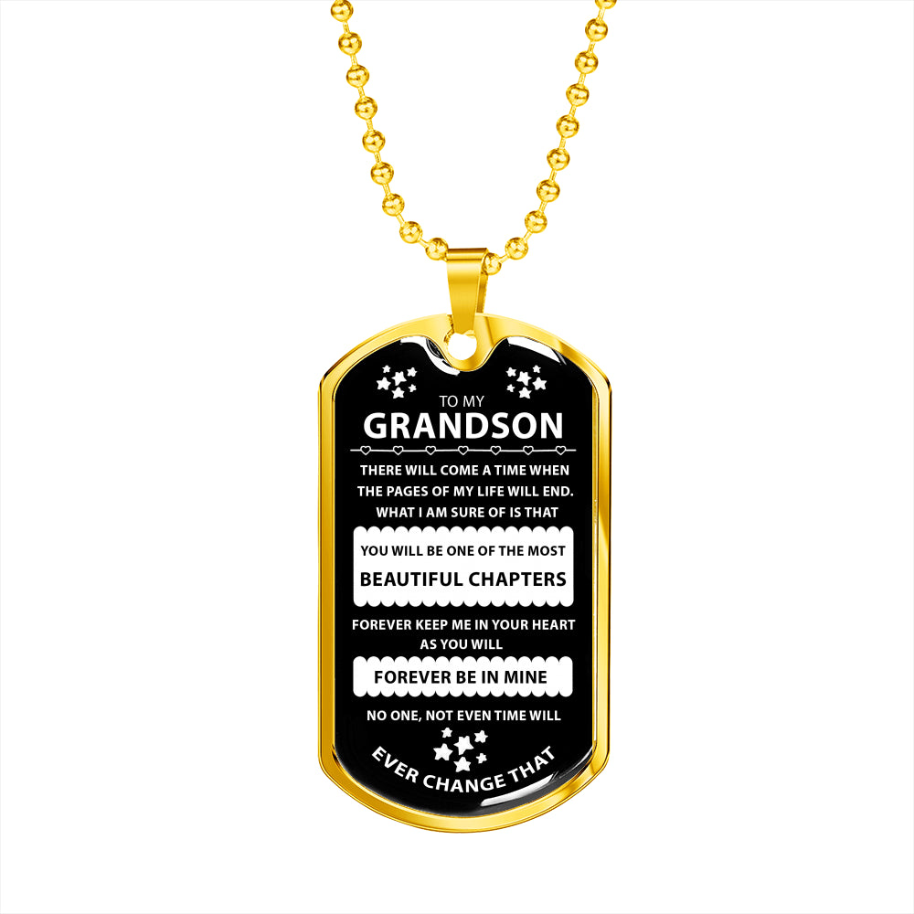 To My Grandson Gift From Grandparent - Inspirational Dog Tag Necklace