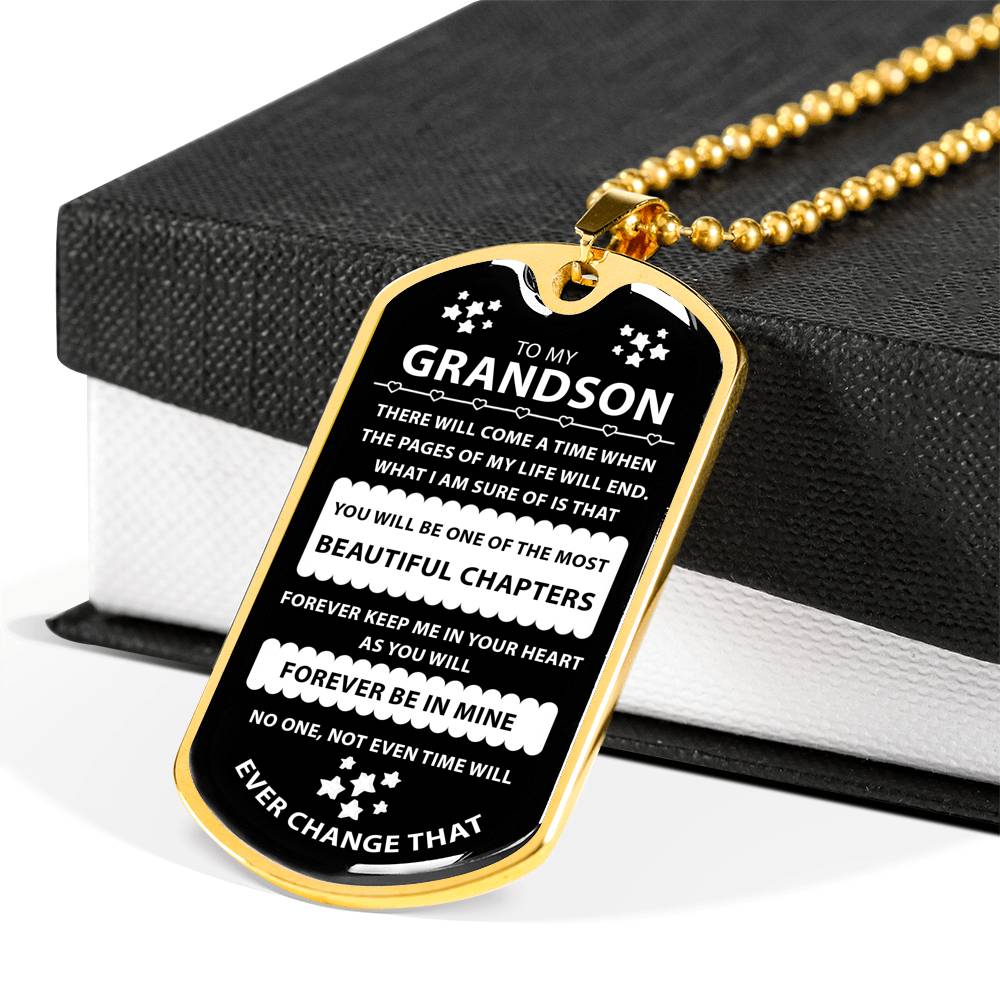 To My Grandson Gift From Grandparent - Inspirational Dog Tag Necklace