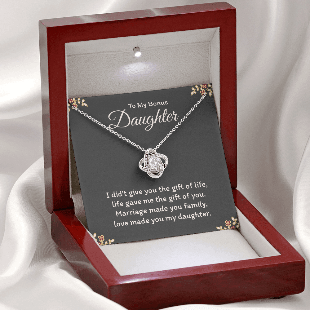 To My Bonus Daughter Love Knot Necklace Gift
