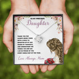 To My Daughter From Mom Love Knot Necklace Gift