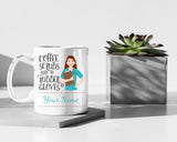 Make your own coffee scrubs and rubber gloves nurses mug. you choose the hairstyle, hair color, skin tone, top and uniform color, any name. 11 oz white and black, 15 oz white only. Great for the nurse in your family, graduating nurse, retiring nurse, nurse practitioner