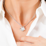 The perfect gift for your future mother in law. Brilliant 14k white gold Love Knot necklace, Zirconia crystal with smaller cubic zirconia. Includes a heartfelt message card included guaranteed to melt your new mother in laws heart.