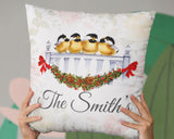 Robins Watercolor Decorative Pillow Case With Custom Personalized Family Name. Personalize the pillow with your family name or for the family that will receive this beautiful pillow case as a Christmas gift. Dimensions: 17.5 inch x 17.5 inch Material: 100% soft Polyester Zipper closure Pillow not included