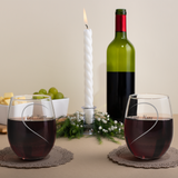 HEART SHAPED PERSONALIZED ENGRAVED STEMLESS WINE GLASS- SET OF 2