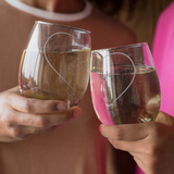 HEART SHAPED PERSONALIZED ENGRAVED STEMLESS WINE GLASS- SET OF 2