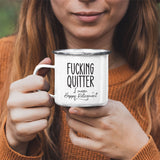 Quitted White Camping Mug
