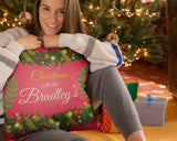 Christmas At The .. Decorative Bunting Pillow Case With Custom Personalized Family Name. Personalize the pillow with your family name or for the family that will receive this beautiful pillow case as a Christmas gift. Dimensions: 17.5 inch x 17.5 inch Material: 100% soft Polyester Zipper closure Pillow not included