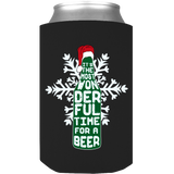 It's The Most Wonderful Time For A Beer Christmas Can Wrap. Keeps Your Beverages ICE COLD! All Standard Sized Cans. .JUST RELEASED, Limited Time Only, Not available in stores. Makes for the perfect Christmas Gift or Stocking Stuffer! Cuddle with your lover, your family or friends and enjoy a cold beverage while cuddling around the TV set, Laptop or fireplace!