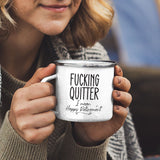 Quitted White Camping Mug