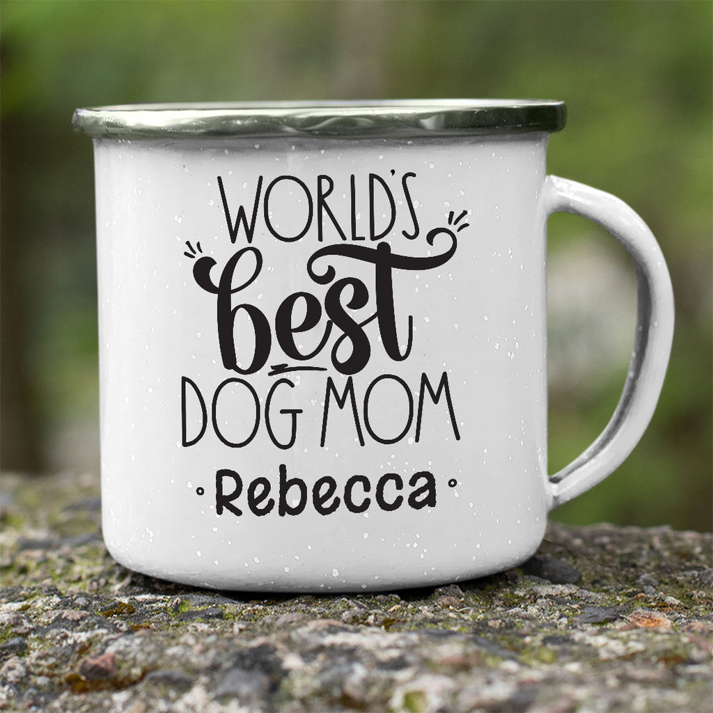 Worlds best dog mom White Camping Mug