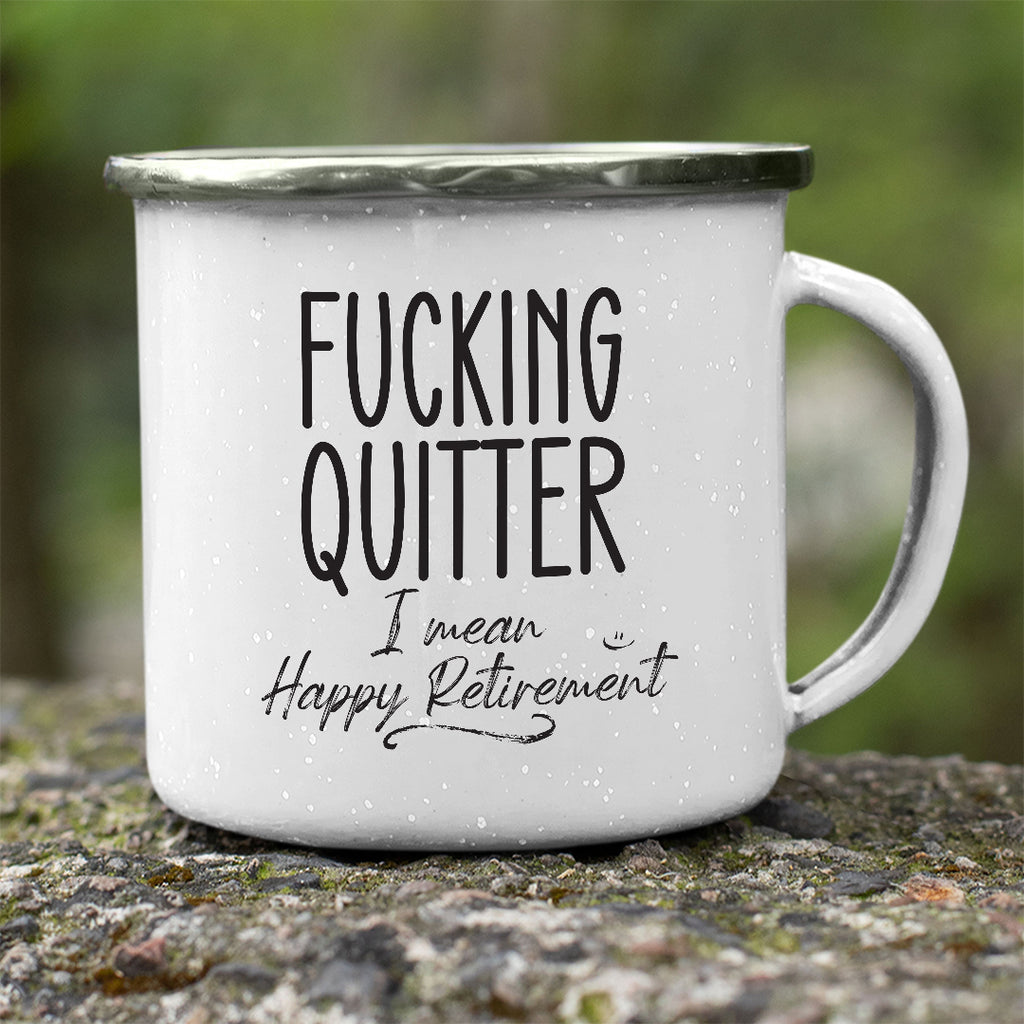 Quitted White Camping Mug
