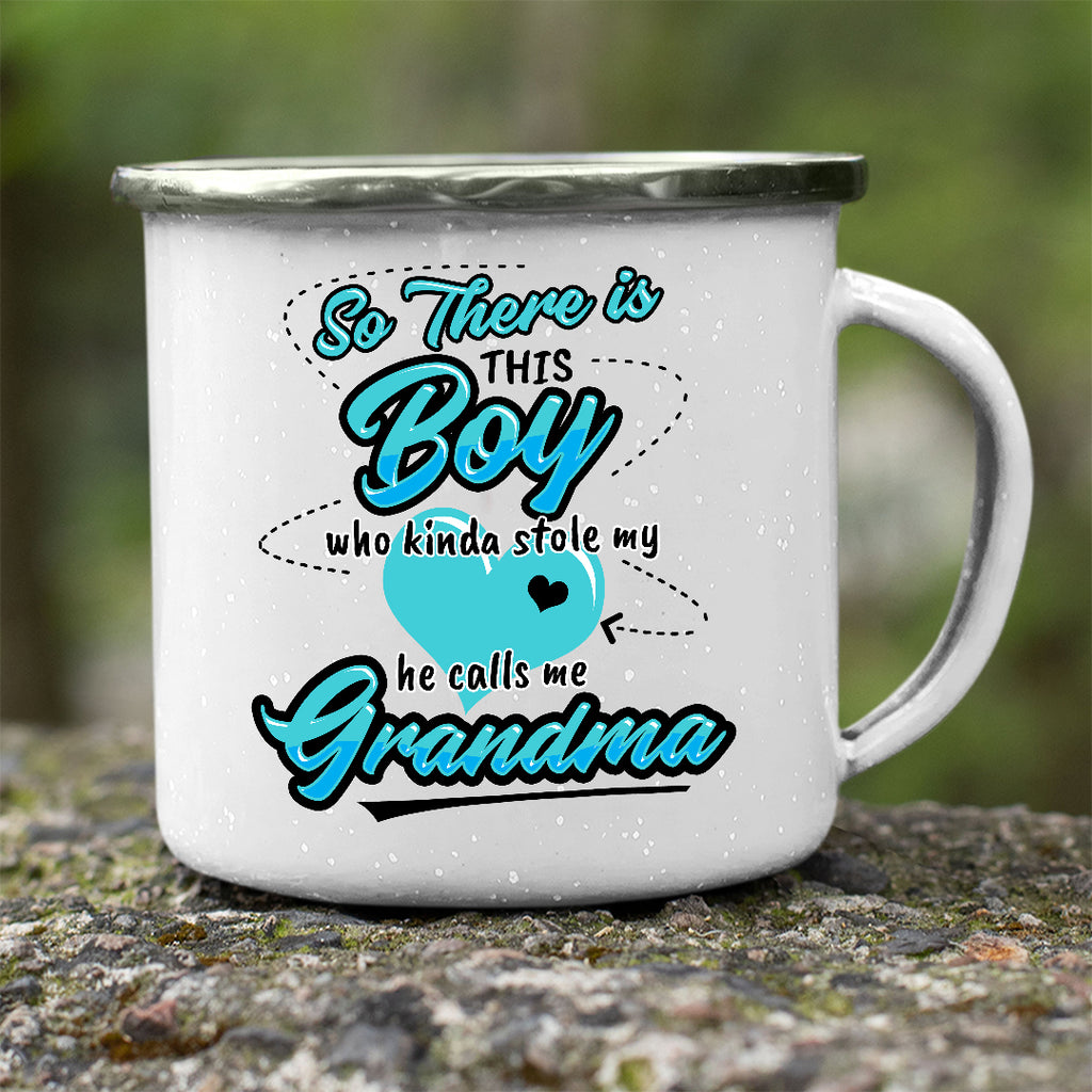 Boy Stole My Heart White Camping Mug