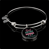Best Mom Hands Down Custom personalized with kids names round circle pendant bangle best mom col silver