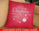 Merry Christmas 2020 With Personalized Family Name  Decorative Pillow Case . Personalize the pillow with your family name or for the family that will receive this beautiful pillow case as a Christmas gift. Dimensions: 17.5 inch x 17.5 inch Material: 100% soft Polyester Zipper closure Pillow not included
