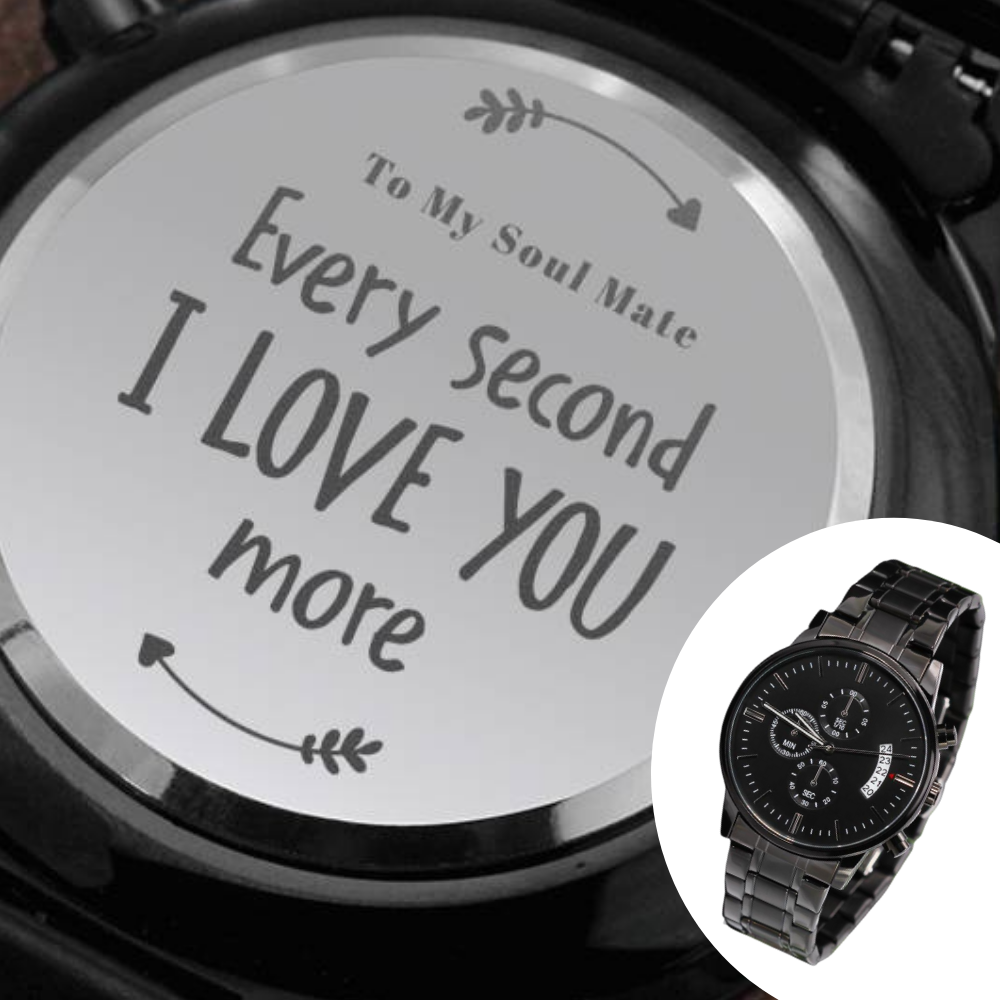 Engraved watch top for fiance