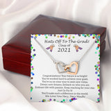 Hats Off To The Grad Necklace Gift - Interlocking Hearts