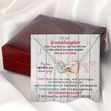 50% OFF Today with FREE SHIPPING.The Perfect Unique, One-Of-A-Kind Gift your Granddaughter will Cherish Forever. This handcrafted personalized necklace will be perfect for your Granddaughter. This necklace is truly a one-of-a-kind gift. Two hearts embellished with Cubic Zirconia stones, interlocked together as a symbol of Grandma's never-ending love.Two hearts embellished with Cubic Zirconia stones,interlocked together as a symbol of never-ending love.Adjustable cable chain 18"-22" with lobster clasp.