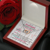50% OFF Today with FREE SHIPPING.The Perfect Unique, One-Of-A-Kind Gift your Granddaughter will Cherish Forever. This handcrafted personalized necklace will be perfect for your Granddaughter. This necklace is truly a one-of-a-kind gift. Two hearts embellished with Cubic Zirconia stones, interlocked together as a symbol of Grandma's never-ending love.Two hearts embellished with Cubic Zirconia stones,interlocked together as a symbol of never-ending love.Adjustable cable chain 18"-22" with lobster clasp.