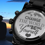 Engraved Watch Gift For Son From Mom, Dad - Change The World