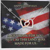 4th Of July USA Flag Necklace- Interlocking Hearts