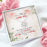 Surprise your loved one with this gorgeous this beautiful Love Knot Necklace gift today representing an unbreakable bond between two souls.The card reads "When I tell you I love you,I don't say it out of habit or to make conversation, I say It to Remind You That You Are The Best Thing That Ever Happened To me.Brilliant 14k white gold over stainless steel,adjustable cable chain with alobster clasp.The center cubic zirconia crystalis surrounded with smaller cubic zirconia.