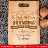 WORLD'S GREATEST GRANDMA PERSONALIZED CUTTING BOARD