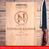 Personalized Names and Date Monogram Years Together Premium Maple Cutting Board. Save 25% Now!Personalize the cutting board with the names and date we'll turn it into a personalized wooden cutting board keepsake that will be treasured for a lifetime.Makes a great Christmas, Birthday or anniversary gift.