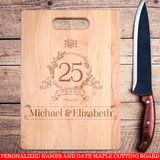 Personalized Names and Date Years Of Love Premium Maple Cutting Board. Save 25% Now!Personalize the cutting board with the names and date we'll turn it into a personalized wooden cutting board keepsake that will be treasured for a lifetime.Makes a great Christmas, Birthday or anniversary gift.