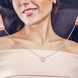 This Love Knot Necklace represents an unbreakable bond between two souls. This symbol of eternal love is a forever favorite and trending everywhere. Comes with a free luxury gift box and a message card that reads Blessed by god, spoiled by your husband. Surprise your loved one with this gorgeous gift today.14k white gold over stainless steel 6mm round cut cubic zirconia stone
