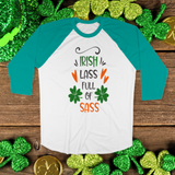 St. Patrick's Day Woman's 3/4" Raglan Tee Shirt - Irish Lass