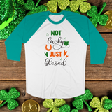 St. Patrick's Day Woman's 3/4" Raglan Tee Shirt - Blessed