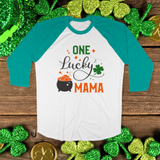 St. Patrick's Day Woman's 3/4" Raglan Tee Shirt - Lucky Mama