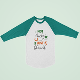 St. Patrick's Day Woman's 3/4" Raglan Tee Shirt - Blessed