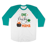 St. Patrick's Day Woman's 3/4" Raglan Tee Shirt - Lucky Mama