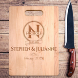 Personalized Names and Date Monogram Years Together Premium Maple Cutting Board. Save 25% Now!Personalize the cutting board with the names and date we'll turn it into a personalized wooden cutting board keepsake that will be treasured for a lifetime.Makes a great Christmas, Birthday or anniversary gift.