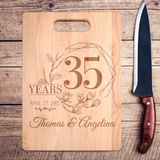 Personalized Names and Date Years Together Floral Anniversary Premium Maple Cutting Board. Save 25% Now!Personalize the cutting board with the names and date we'll turn it into a personalized wooden cutting board keepsake that will be treasured for a lifetime.Makes a great Christmas, Birthday or anniversary gift.