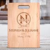Personalized Names and Date Monogram Years Together Premium Maple Cutting Board. Save 25% Now!Personalize the cutting board with the names and date we'll turn it into a personalized wooden cutting board keepsake that will be treasured for a lifetime.Makes a great Christmas, Birthday or anniversary gift.