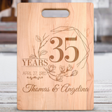 Personalized Names and Date Years Together Floral Anniversary Premium Maple Cutting Board. Save 25% Now!Personalize the cutting board with the names and date we'll turn it into a personalized wooden cutting board keepsake that will be treasured for a lifetime.Makes a great Christmas, Birthday or anniversary gift.