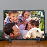 Personalized Custom Photo or Image Rectangle Decorative Stone Slate. Comes with two Black Plastic Stands to display on any desk or mantle. 7"w x 5"h x 3/8" Thick. Personalize with any Family, Pet or other photo/image to create a keepsake that will last a lifetime. Memorialize a loved one or use your favorite inspirational quote. Perfect gift for Christmas, Birthday's, Anniversaries, Mother's day and many more occasions.
