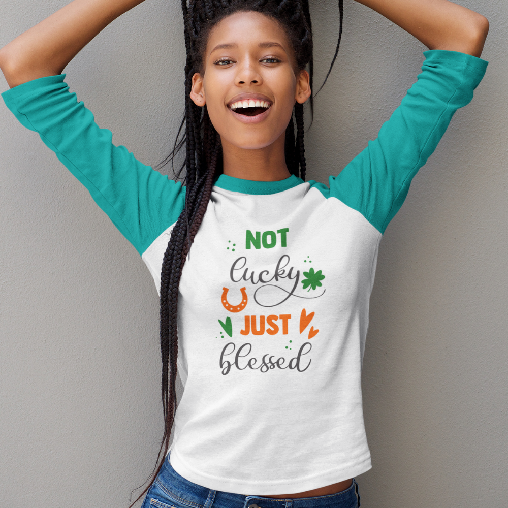 St. Patrick's Day Woman's 3/4" Raglan Tee Shirt - Blessed