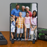 Personalized Custom Photo or Image Rectangle Decorative Stone Slate. Comes with two Black Plastic Stands to display on any desk or mantle. 5"w x 7"h x 3/8" Thick. Personalize with any Family, Pet or other photo/image to create a keepsake that will last a lifetime. Memorialize a loved one or use your favorite inspirational quote. Perfect gift for Christmas, Birthday's, Anniversaries, Mother's day and many more occasions.