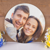 Personalized Custom Photo or Image Round Glass Cutting Board. 11 7/8" diameter. Personalize with any Family, Pet or other photo/image to create a keepsake that will last a lifetime. Perfect gift for Christmas, Birthday's, Anniversaries, Mother's day and many more occasions.