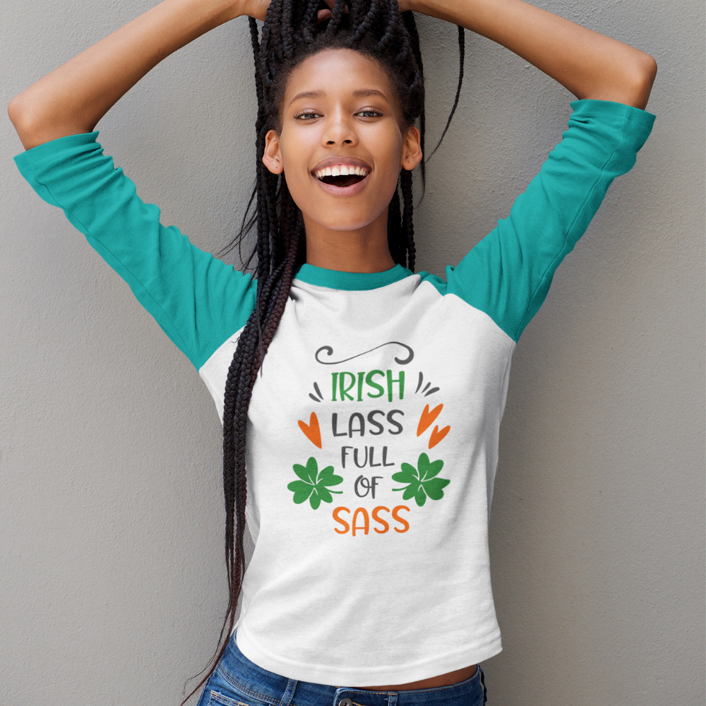 St. Patrick's Day Woman's 3/4" Raglan Tee Shirt - Irish Lass