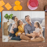 Personalized Custom Photo or Image Rectangle Glass Cutting Board. 11"w x 15"h. Personalize with any Family, Pet or other photo/image to create a keepsake that will last a lifetime. Perfect gift for Christmas, Birthday's, Anniversaries, Mother's day and many more occasions.