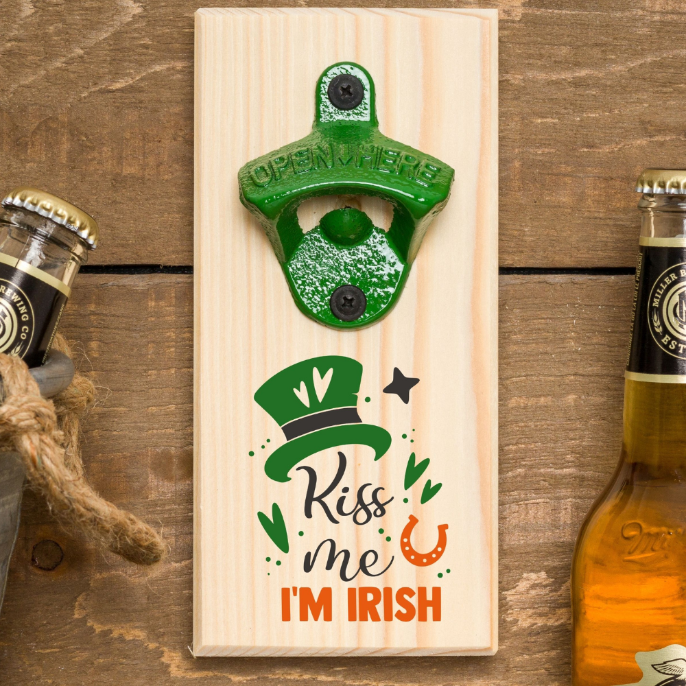 Funny St Patrick's Day Gift-Green Bottle Opener-Kiss Me I'm Irish
