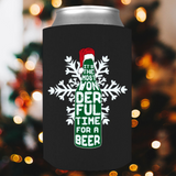 It's The Most Wonderful Time For A Beer Christmas Can Wrap. Keeps Your Beverages ICE COLD! All Standard Sized Cans. .JUST RELEASED, Limited Time Only, Not available in stores. Makes for the perfect Christmas Gift or Stocking Stuffer! Cuddle with your lover, your family or friends and enjoy a cold beverage while cuddling around the TV set, Laptop or fireplace!